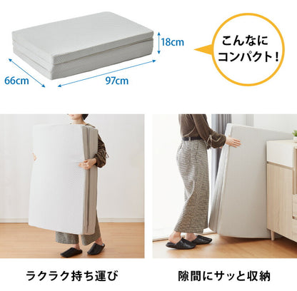 日本製 三つ折り 高弾性 高反発 マットレス シングルマット 150N かたい ウォッシャブル 軽量 トッパー ノンコイル 体圧分散 寝返り 厚さ6cm 6cm厚(代引不可)