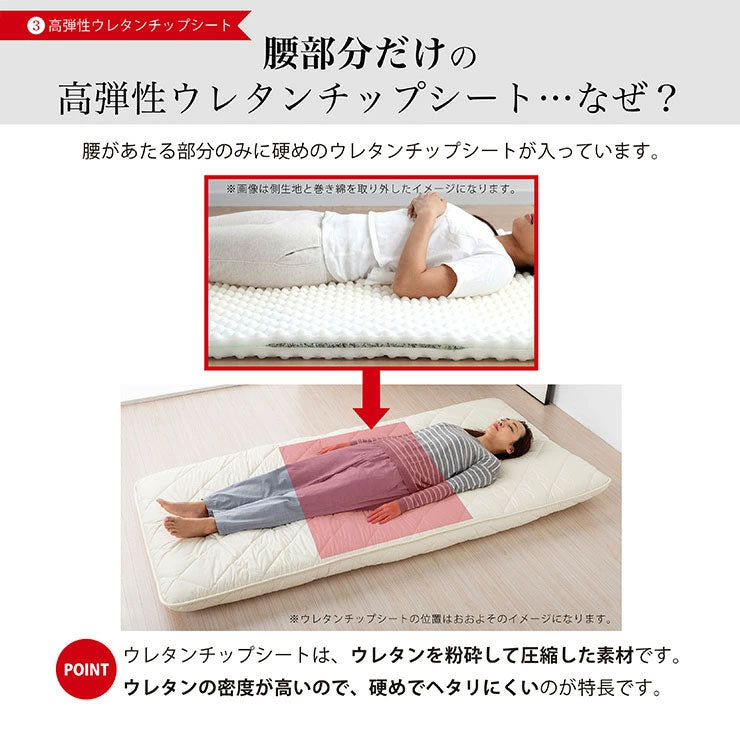 日本製 五層 敷き布団 防臭 帝人マイティトップ使用 防菌 シングル 厚さ10cm 極厚 ウレタン ふとん 敷布団 体圧分散 防ダニ 底付き防止 国産(代引不可)