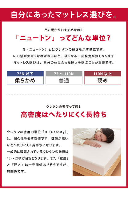 マットレス 日本製 シングル セミダブル ダブル メディカルスリーパー ハイブリッド 三つ折り 厚さ10cm 高反発 低反発 国産 ウレタン 体圧分散 硬め 柔らかめ(代引不可)