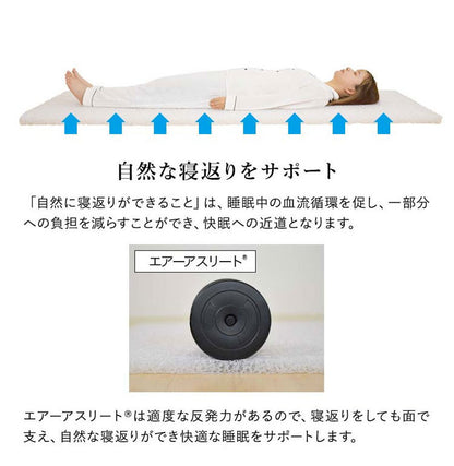 エアーアスリート 立体構造素材使用 1枚もの マットレス シングル 年中使える耐圧分散マット 日本製 寝返りラクラク 通気性抜群 透水性 耐久性 高反発 防臭 硬め かため(代引不可)