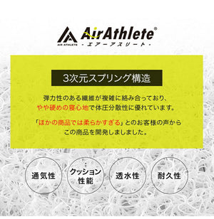 エアーアスリート 立体構造素材使用 1枚もの マットレス セミダブル 年中使える耐圧分散マット 日本製 寝返りラクラク 通気性抜群 透水性 耐久性 高反発 防臭 硬め かため(代引不可)