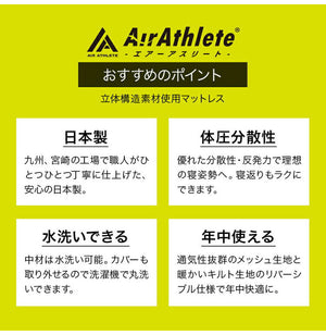 エアーアスリート 立体構造素材使用 1枚もの マットレス セミダブル 年中使える耐圧分散マット 日本製 寝返りラクラク 通気性抜群 透水性 耐久性 高反発 防臭 硬め かため(代引不可)