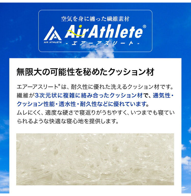 エアーアスリート 立体構造素材使用 1枚もの マットレス セミダブル 年中使える耐圧分散マット 日本製 寝返りラクラク 通気性抜群 透水性 耐久性 高反発 防臭 硬め かため(代引不可)