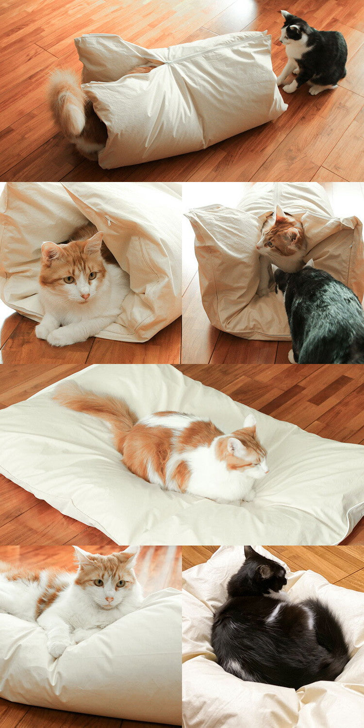 ペットの羽毛ふとん もぐるにゃん カバー付 Mサイズ 羽毛布団 洗え 洗濯可能 ペット ベッド ペット用 猫用 犬用 小型犬 防寒用 寝具 ネコ ねこ おしゃれ 可愛い かわいい 洗える ペットグッズ(代引不可)