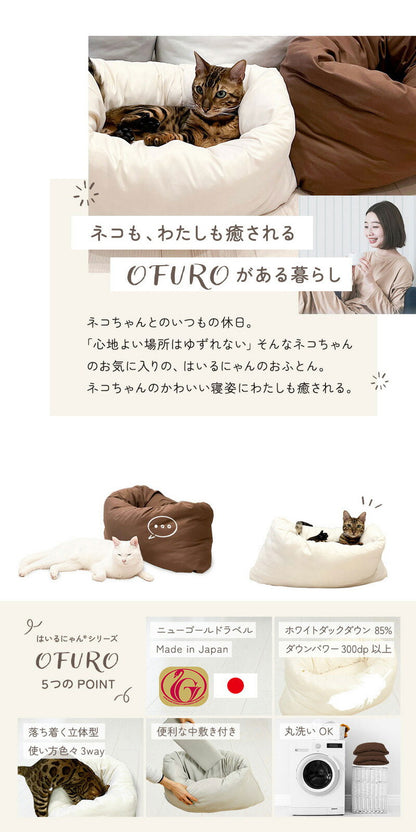 はいるにゃんシリーズ ねこの羽毛ふとん OFURO 羽毛 ニューゴールドラベル ペットベッド クッション ベッド 猫用 犬用 ペット 小型犬 洗える 犬 猫 ペットグッズ ペットマット ふわふわ ベッド(代引不可)