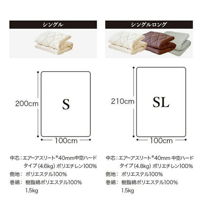 樹脂綿 全部洗える エアーアスリート 脱着式布団 日本製 シングル 100×200cm 3次元スプリング構造 敷布団 マットレス 高反発 耐久性 通気性 透水性 体圧分散 ヘたりにくい 洗える(代引不可)