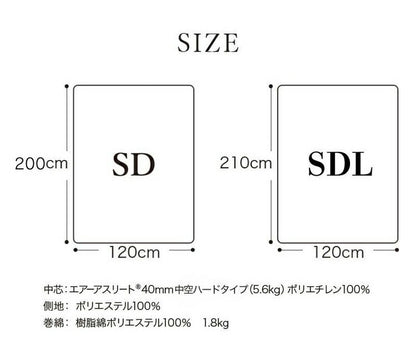 樹脂綿 全部洗える エアーアスリート 脱着式布団 日本製 セミダブルロング 120×210cm 3次元スプリング構造 敷布団 マットレス 高反発 耐久性 通気性 透水性 体圧分散 ヘたりにくい 洗える(代引不可)