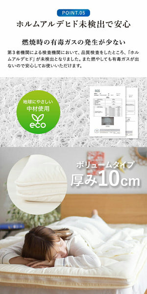 樹脂綿 全部洗える エアーアスリート 脱着式布団 日本製 セミダブルロング 120×210cm 3次元スプリング構造 敷布団 マットレス 高反発 耐久性 通気性 透水性 体圧分散 ヘたりにくい 洗える(代引不可)