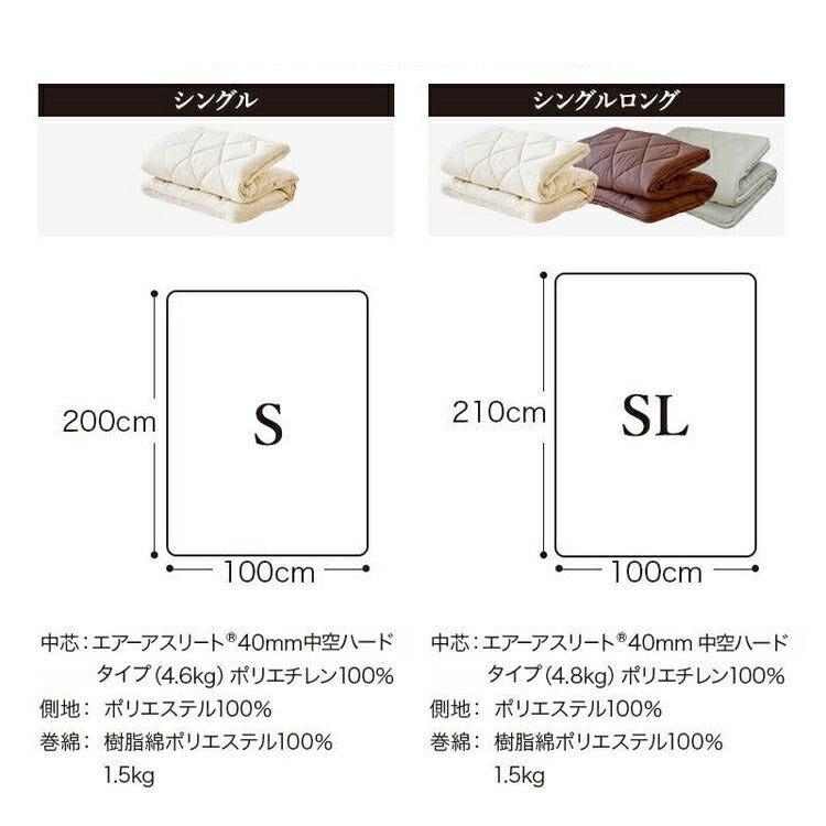 樹脂綿 全部洗える エアーアスリート 脱着式布団 日本製 シングルロング 100×210cm 3次元スプリング構造 敷布団 マットレス 高反発 耐久性 通気性 透水性 体圧分散 ヘたりにくい 洗える(代引不可)