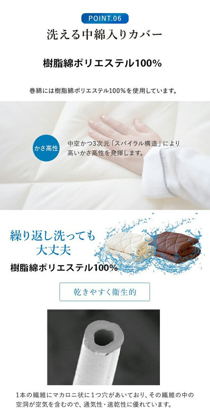 樹脂綿 全部洗える エアーアスリート 脱着式布団 日本製 シングルロング 100×210cm 3次元スプリング構造 敷布団 マットレス 高反発 耐久性 通気性 透水性 体圧分散 ヘたりにくい 洗える(代引不可)