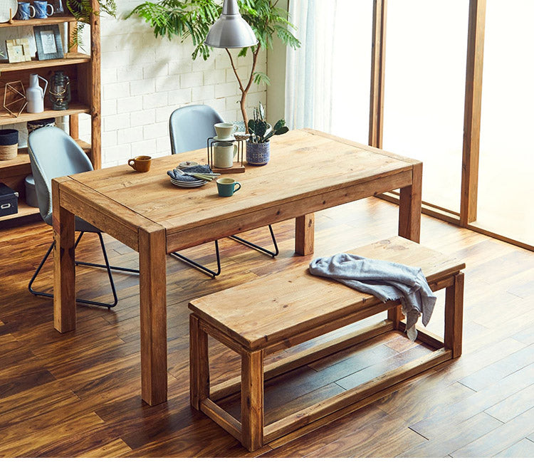 ダイニングベンチ 幅120 ビンテージ リサイクルパイン 古材 木製 木目 西海岸 おしゃれ インダストリアル 食卓テーブル おしゃれ 机 リビング(代引不可)