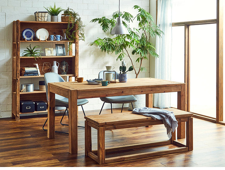 ダイニングベンチ 幅120 ビンテージ リサイクルパイン 古材 木製 木目 西海岸 おしゃれ インダストリアル 食卓テーブル おしゃれ 机 リビング(代引不可)