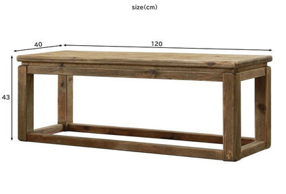 ダイニングベンチ 幅120 ビンテージ リサイクルパイン 古材 木製 木目 西海岸 おしゃれ インダストリアル 食卓テーブル おしゃれ 机 リビング(代引不可)