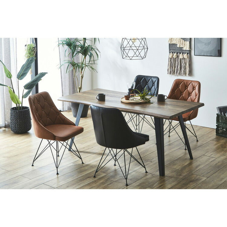 ダイニングテーブル 幅160cm 高さ72cm 単品 木目調 インテリア テーブル デスク 机 リビングテーブル つくえ ダイニングテーブル ナグリ加工 ヴィンテージ スチール脚 おしゃれ 食卓テーブル(代引不可)