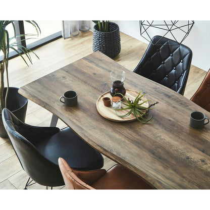 ダイニングテーブル 幅160cm 高さ72cm 単品 木目調 インテリア テーブル デスク 机 リビングテーブル つくえ ダイニングテーブル ナグリ加工 ヴィンテージ スチール脚 おしゃれ 食卓テーブル(代引不可)