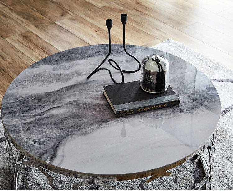 センターテーブル セラミックテーブル 幅80 おしゃれ モダン 鏡面 セラミック 耐熱 耐汚 円形 ラウンドテーブル ローテーブル ホワイト系 白 リビングテーブル(代引不可)