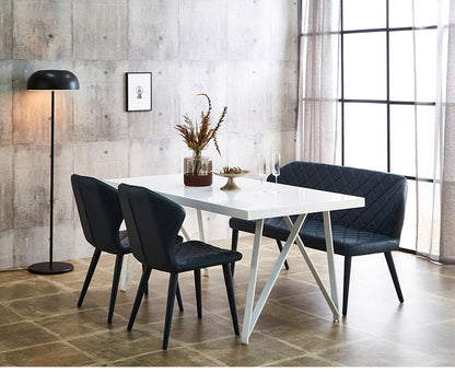 ダイニングセット ダイニング4点セット ダイニングテーブルセット 4人掛け 幅160 ホワイト 鏡面 ウォールナット ダイニング 食卓テーブル おしゃれ ダイニングベンチ ベンチ キルティング(代引不可)