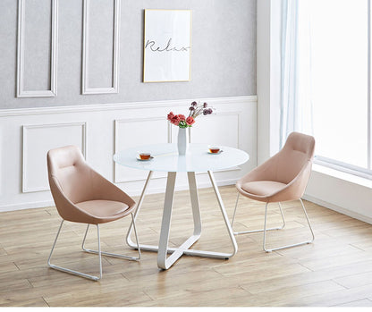 ダイニングチェア 2脚セット チェア おしゃれ シェルチェア アイボリー ピンク PU カジュアル 椅子 イス いす リビング デスクチェア 食卓(代引不可)