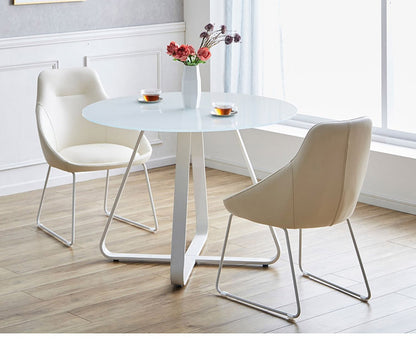 ダイニングテーブル 幅100 円形 ホワイト カフェテーブル ガラステーブル ダイニング 食卓テーブル おしゃれ モダン テーブル 机 白 リビング ラウンドテーブル モダン(代引不可)