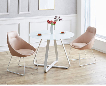 ダイニングテーブル 幅100 円形 ホワイト カフェテーブル ガラステーブル ダイニング 食卓テーブル おしゃれ モダン テーブル 机 白 リビング ラウンドテーブル モダン(代引不可)