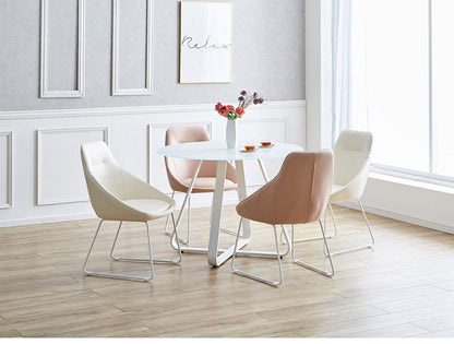 ダイニングテーブル 幅100 円形 ホワイト カフェテーブル ガラステーブル ダイニング 食卓テーブル おしゃれ モダン テーブル 机 白 リビング ラウンドテーブル モダン(代引不可)