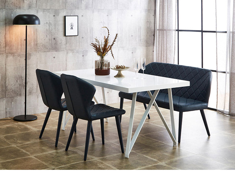 ダイニングベンチ 幅130 ベンチ キルティング おしゃれ シェルチェア ブラック ブルー PU カジュアル チェア 椅子 イス いす リビング デスクチェア 食卓(代引不可)