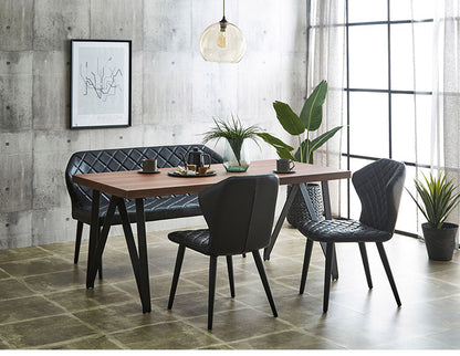 ダイニングベンチ 幅130 ベンチ キルティング おしゃれ シェルチェア ブラック ブルー PU カジュアル チェア 椅子 イス いす リビング デスクチェア 食卓(代引不可)