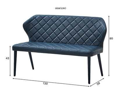 ダイニングベンチ 幅130 ベンチ キルティング おしゃれ シェルチェア ブラック ブルー PU カジュアル チェア 椅子 イス いす リビング デスクチェア 食卓(代引不可)