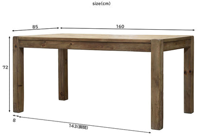 ダイニングテーブル 幅160 ビンテージ リサイクルパイン 古材 木製 木目 西海岸 おしゃれ インダストリアル 食卓テーブル おしゃれ 机 リビング(代引不可)