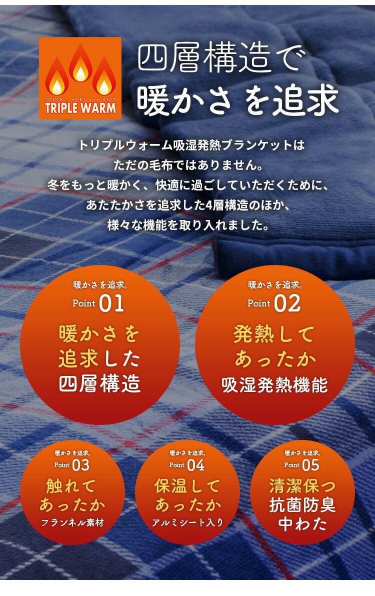 4層毛布 わた入りブランケット ダブル Jullyadams 吸湿発熱 シンサレート 洗える 掛け布団 掛ふとん 掛布団 冬 あったか 暖かい 静電気防止 保温