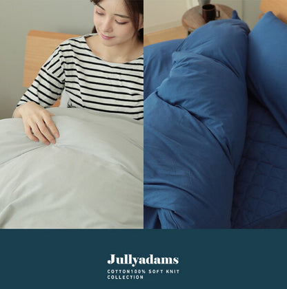 綿100％なのにアイロンいらず！ 掛ふとんカバー 210×210cm クイーン コットン100％ 綿 天竺ニット Jullyadams 洗濯可 ウォッシャブル ニット カバー (代引不可)
