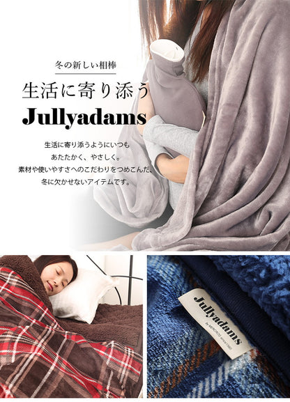 毛布 ダブル 180×200cm チェック柄 Jullyadams TripleWarm わた増量 ブランケット ジュリーアダムス トリプルウォーム