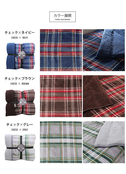 毛布 ダブル 180×200cm チェック柄 Jullyadams TripleWarm わた増量 ブランケット ジュリーアダムス トリプルウォーム