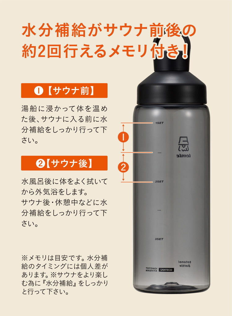 ボトル ウォーターボトル ホワイト メモリ付き 1リットル 軽量 携帯便利 トライタン製 BPAフリー マイサウナトトノイボトル tomte シービージャパン(代引不可)