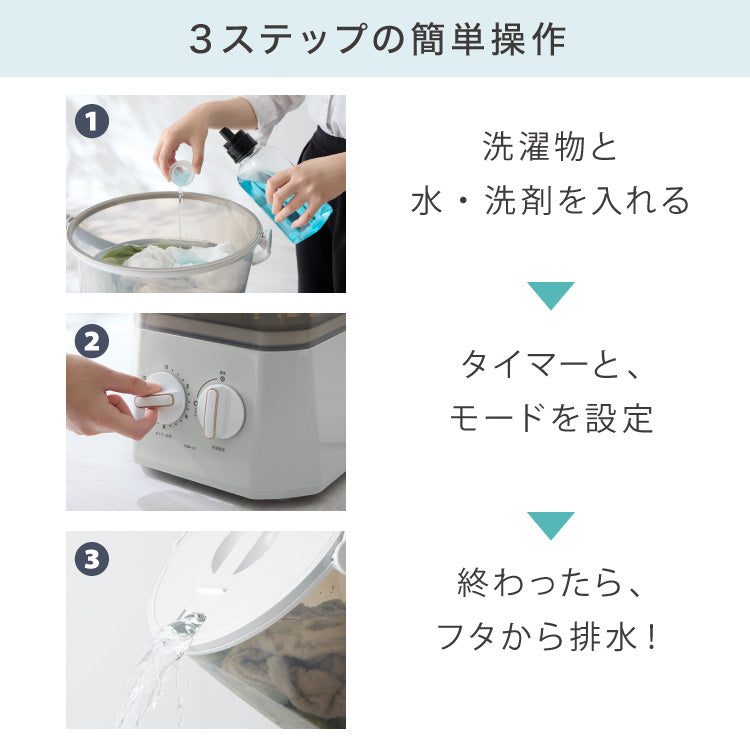 公式 ウォッシュボーイ 小型洗濯機 リコメン堂限定色 バケツ 2水流 らくらく排水 TOM-12f 洗濯容量600g 4.7kg 持ち運び可能 小物 分け洗い 予洗い 野菜洗い ベビー用品