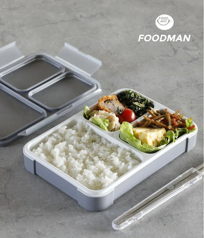 シービージャパン 弁当箱 フードマン 600ml 抗菌仕様 グレー 立てて運べる 薄型弁当箱 4点ロックでしっかり固定 Wシーリングで汁漏れしにくい DSK(代引不可)