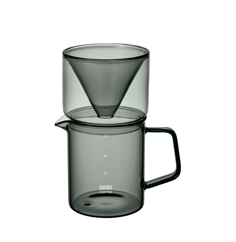 QAHWA 耐熱ガラスコーヒードリッパー&サーバー 470ml シービージャパン カフア / 食洗機対応 電子レンジ対応 ドリッパー コーヒーサーバー マグカップ 珈琲 抽出 シンプル 温め直し