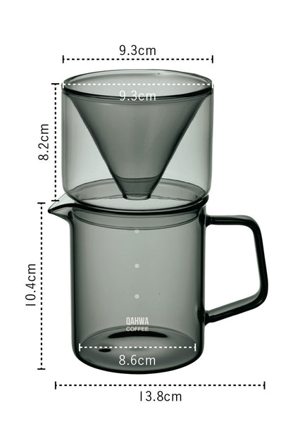 QAHWA 耐熱ガラスコーヒードリッパー&サーバー 470ml シービージャパン カフア / 食洗機対応 電子レンジ対応 ドリッパー コーヒーサーバー マグカップ 珈琲 抽出 シンプル 温め直し