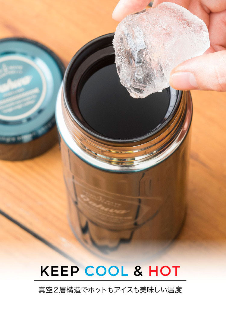 マグボトル カフア QAHWA ステンレスボトル テフロン加工 COFFEE こぼれない 定番 エンボスデザイン おしゃれ 保冷 保温 直飲み 飲み口 コーヒーボトル コーヒー 水筒 コーヒー専用(代引不可)