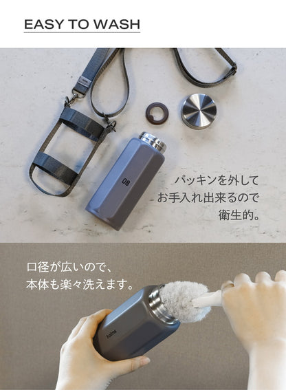 シービージャパン 水筒 直飲み 真空断熱 2層構造 ダークグレー 340ml 肩掛けできるショルダー付き専用ホルダー オクタボトルロングショルダー340 holms(代引不可)