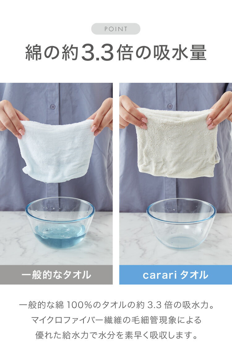マイクロファイバー タオル カラリ プラス フェイスタオル 全3色 ヘアケア 巻き 即乾 吸水タオル 髪 タオル ふわふわ 柔らかい マイクロファイバータオル carari