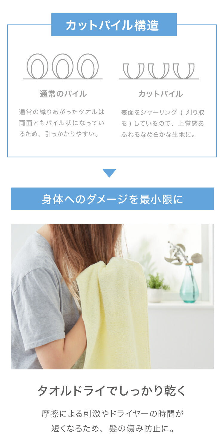 マイクロファイバータオル フェイスタオル ブルー 吸水タオル 髪 室内干し 梅雨 ペット キャップ キューティクル ドライヤー 時短 新生活　シービージャパン