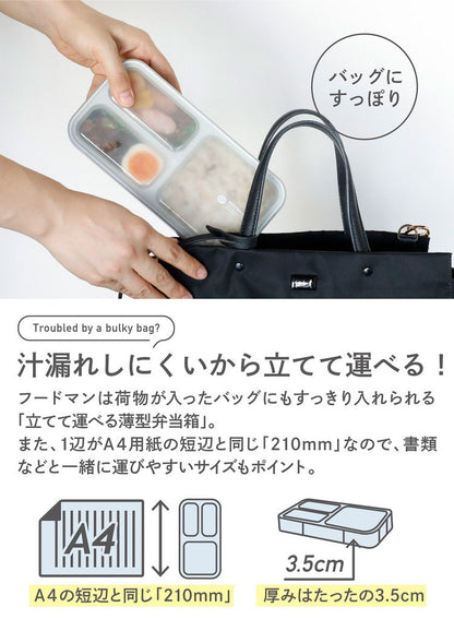 弁当箱 400ml 抗菌 フードマン FOODMAN 薄型 1段 食洗機対応 レンジ対応 ランチボックス 薄型弁当箱 一段 400 女子 食洗機OK レンジOK 一段弁当箱 抗菌加工 AG 薄い スリム 四点ロック 弁当(代引不可)