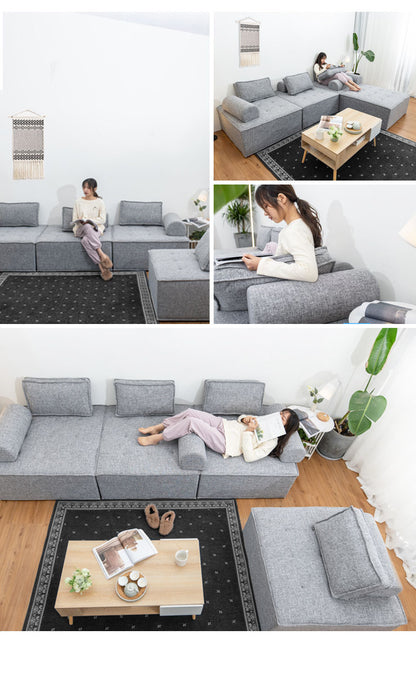 ソファ コンパクトソファ 4個セット 四人掛け 幅99cm 奥行99cm 高さ41cm クッション付き アームレスト付き フットレスト付き