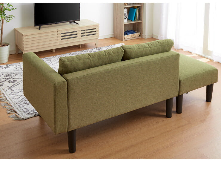 2WAYソファ 2人掛け 布地 ベージュ ブラウン グリーン ネイビー 二人掛け 北欧 おしゃれ シンプル ナチュラル フロアソファ カウチソファ ロータイプ ローソファ ソファ セット オットマン付き コンパクト 一人暮らし (代引不可)