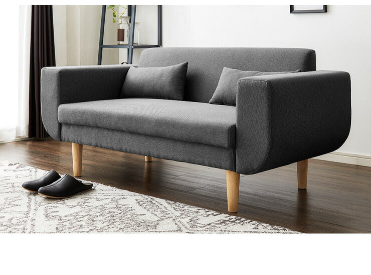 ソファ 2.5人掛け 2人掛け 完成品 コンパクト 幅150cm ファブリック 布張り 天然木脚 ひじ掛け付き 一人暮らし 北欧 かわいい おしゃれ ソファー sofa ローソファ フロアソファ リビングソファ