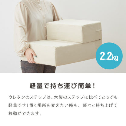 ドッグステップ 2段 階段 滑り止め 幅40cm ペットステップ 踏み台 ステップ 室内犬 ペット用品 ペットスロープ 小型犬 高齢犬 介護用品 ソファ シニア犬 補助 犬用品 ウレタン シンプル トイプードル
