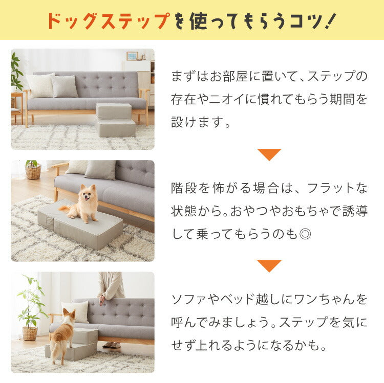 ドッグステップ 2段 階段 滑り止め 幅40cm ペットステップ 踏み台 ステップ 室内犬 ペット用品 ペットスロープ 小型犬 高齢犬 介護用品 ソファ シニア犬 補助 犬用品 ウレタン シンプル トイプードル