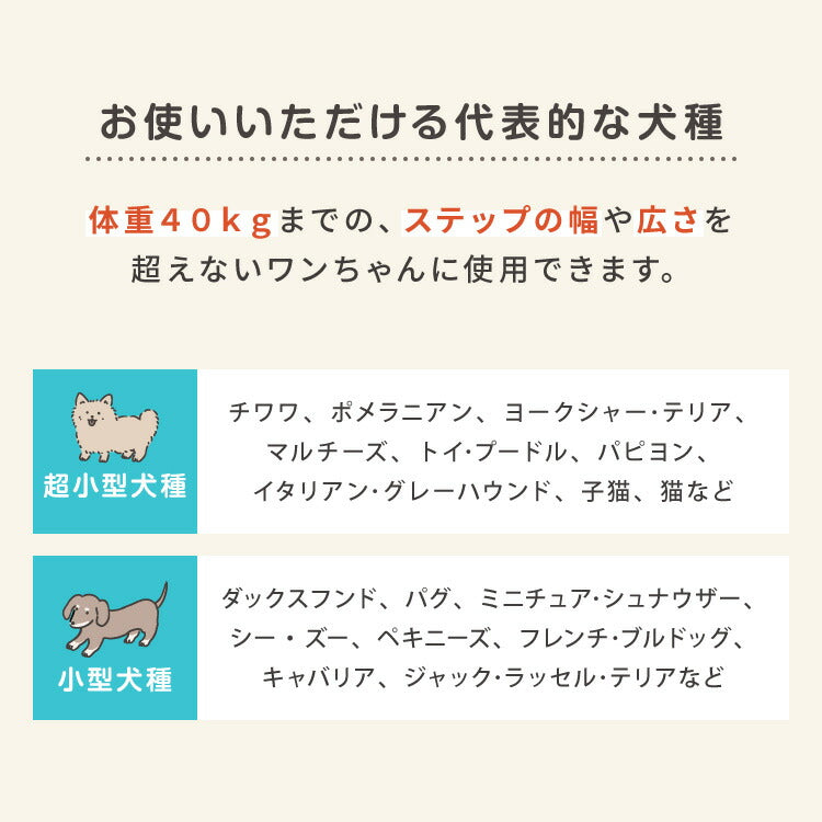 ドッグステップ 2段 階段 PUレザー 撥水 滑り止め 幅40cm ペットステップ 踏み台 ステップ 室内犬 ペット用品 ペットスロープ 小型犬 高齢犬 介護用品 ソファ シニア犬 補助 犬用品 トイプードル
