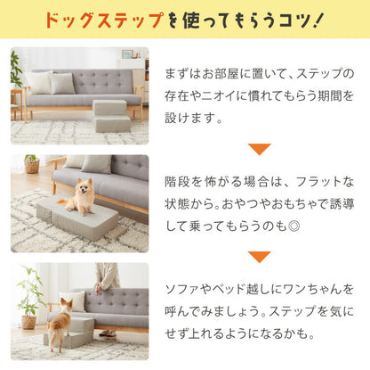 ドッグステップ 2段 階段 PUレザー 撥水 滑り止め 幅40cm ペットステップ 踏み台 ステップ 室内犬 ペット用品 ペットスロープ 小型犬 高齢犬 介護用品 ソファ シニア犬 補助 犬用品 トイプードル